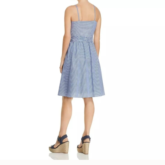 CUPIO blue/white sleeveless faux wrap dress M nwt - Picture 3 of 9